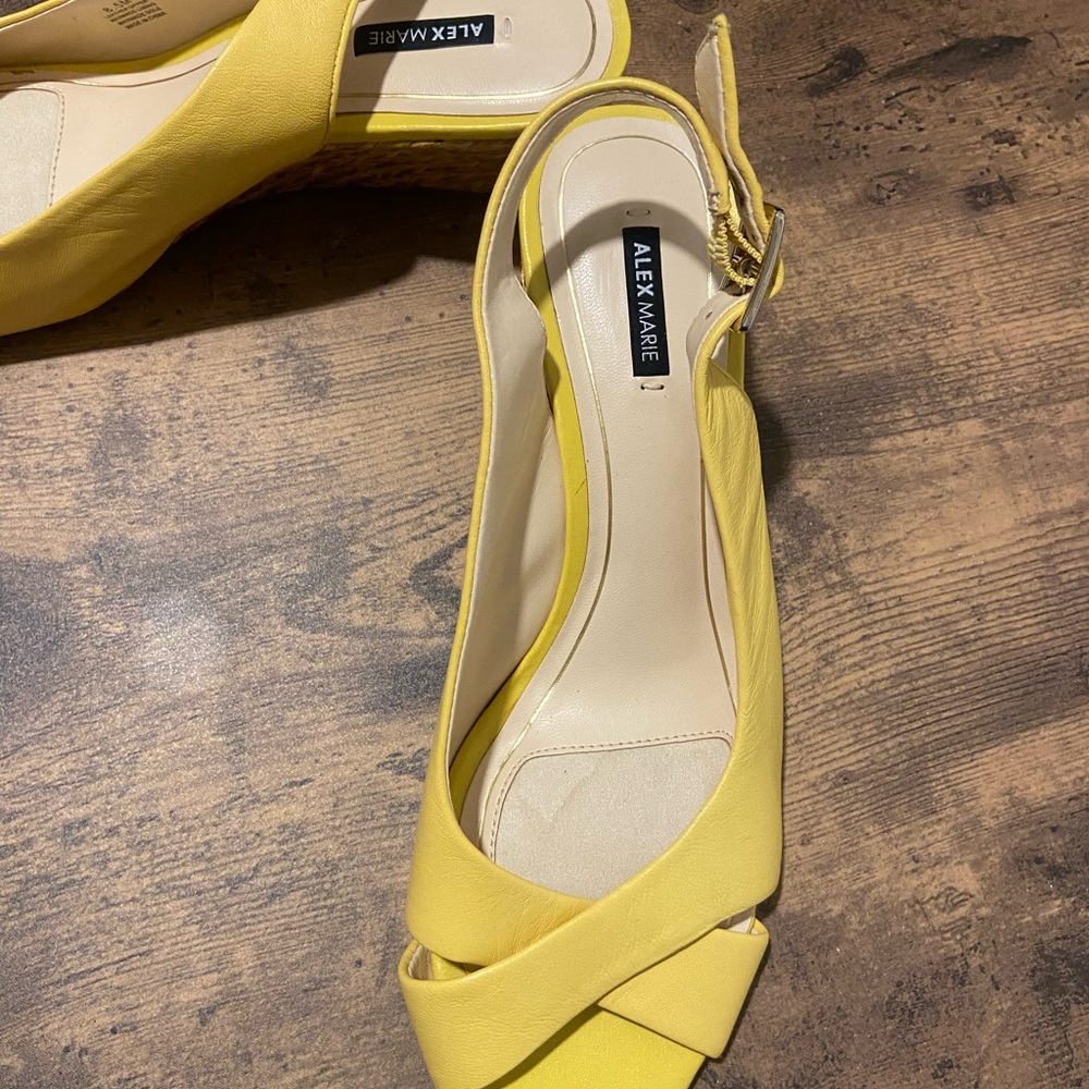 Alex Marie Bright Yellow Wedge Slingbacks